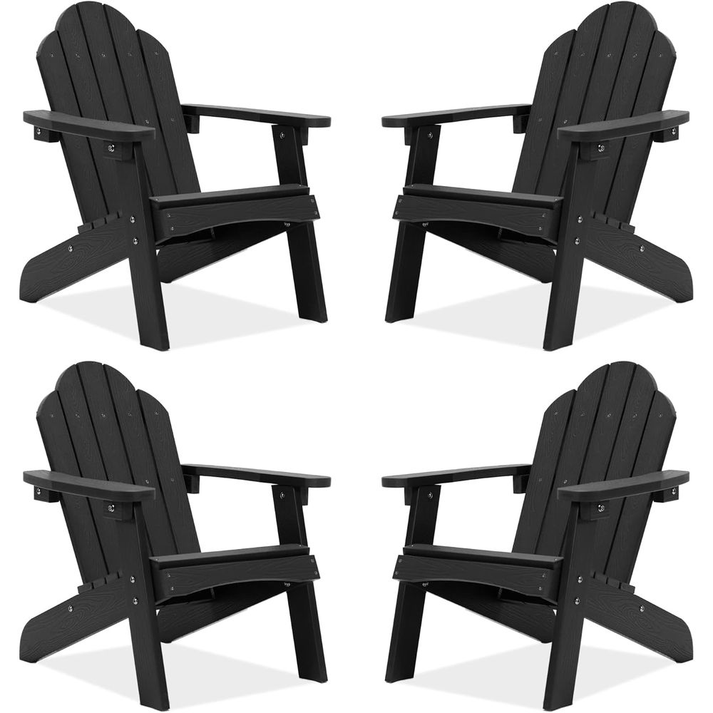 Kids Outdoor Adirondack Chair - Set of 4 Black Resin Toddler