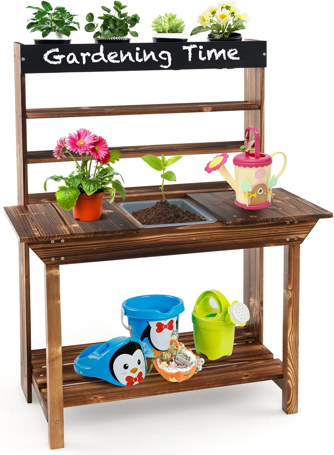 Kids Outdoor Chalkboard - Mud Kitchen, Fir Wood Kids Potting