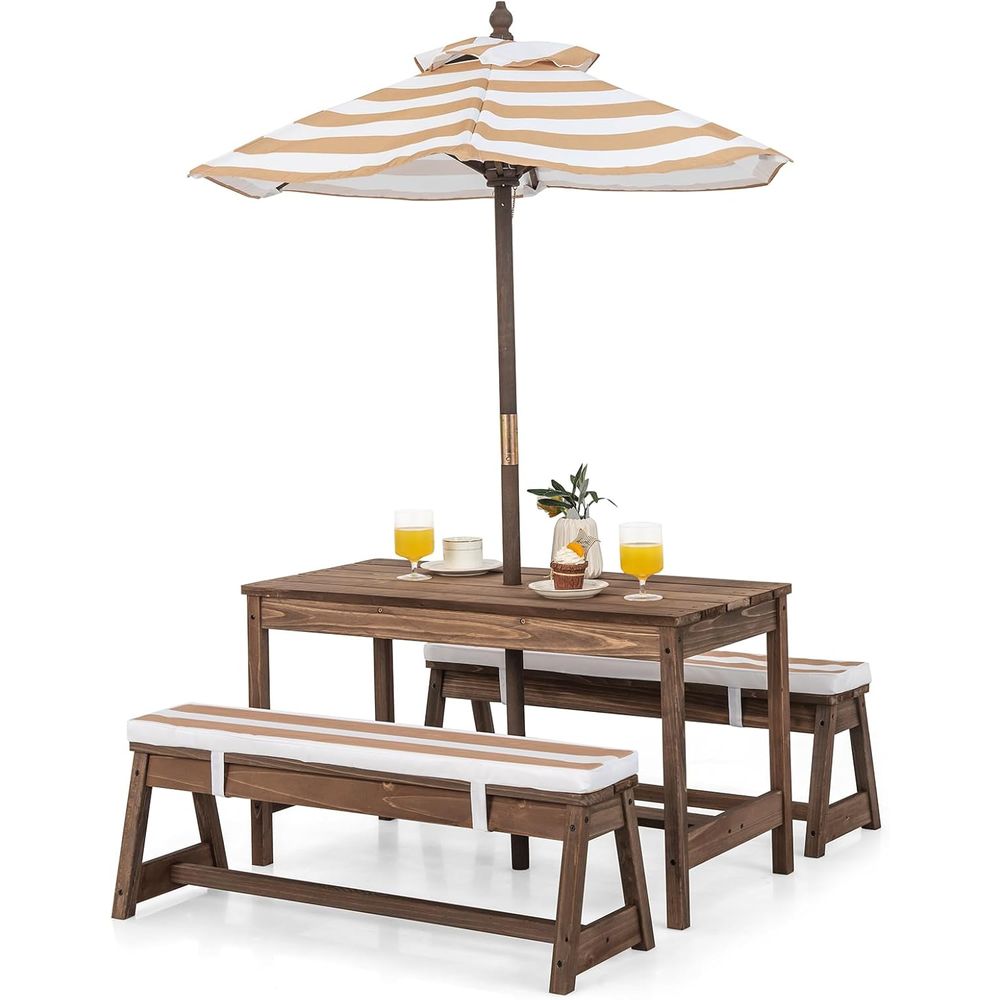 Kids Outdoor Umbrella - Kids Picnic Table, Outdoor Wooden Table