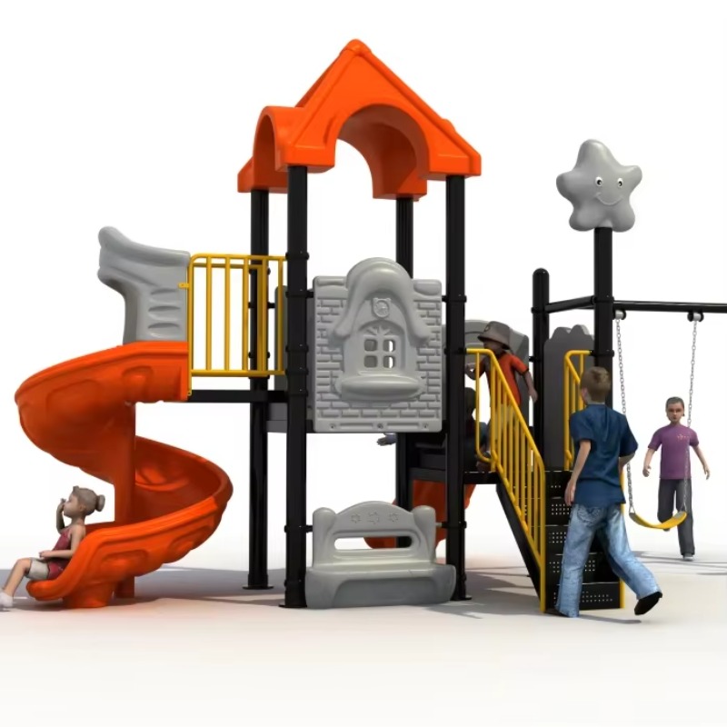 Kids Outdoor Garden Set - Outdoor Steel Plastic Swing Set with