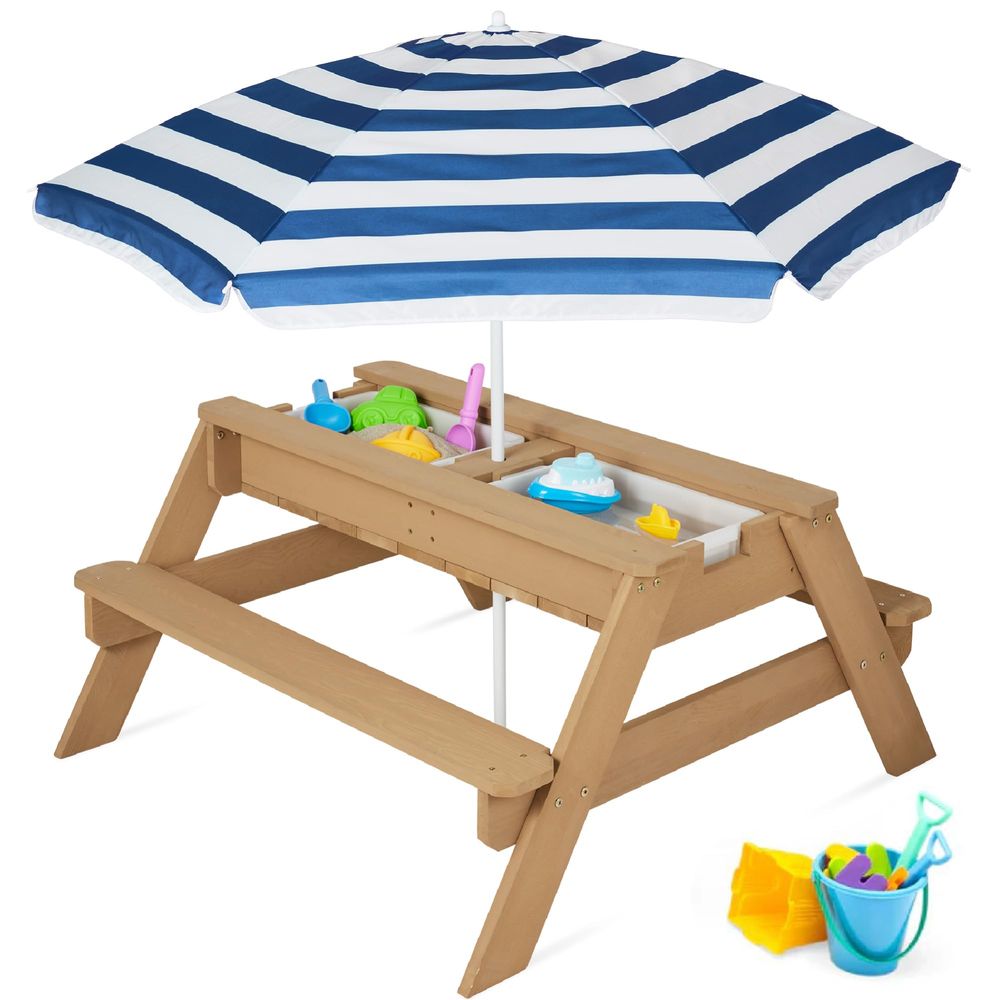 Kids Outdoor Umbrella - Kids Picnic Table with Umbrella, 3in1