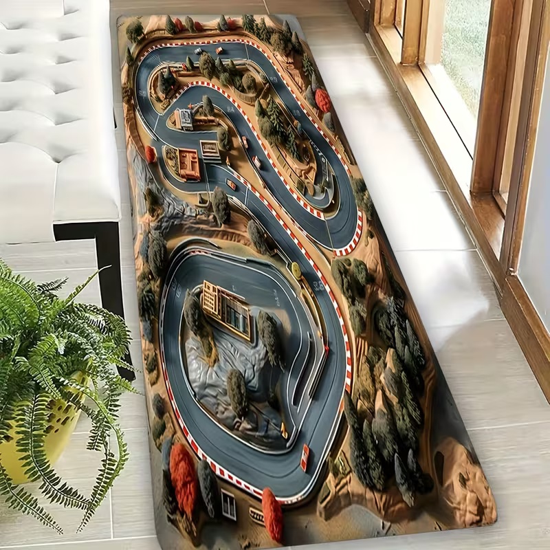 Kids Outdoor Treehouse - 3D Racing Track Play Mat Colorful