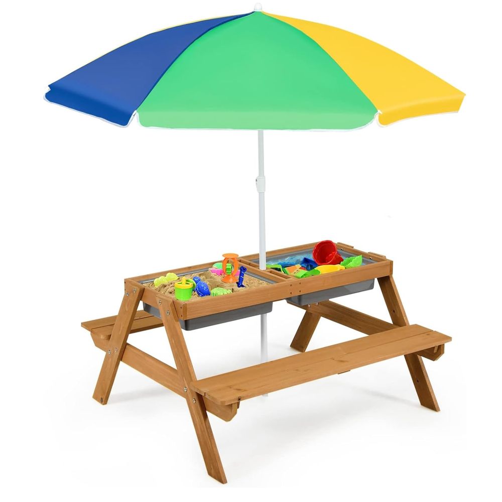 Kids Outdoor Umbrella - Kids Picnic Table, 4 in 1