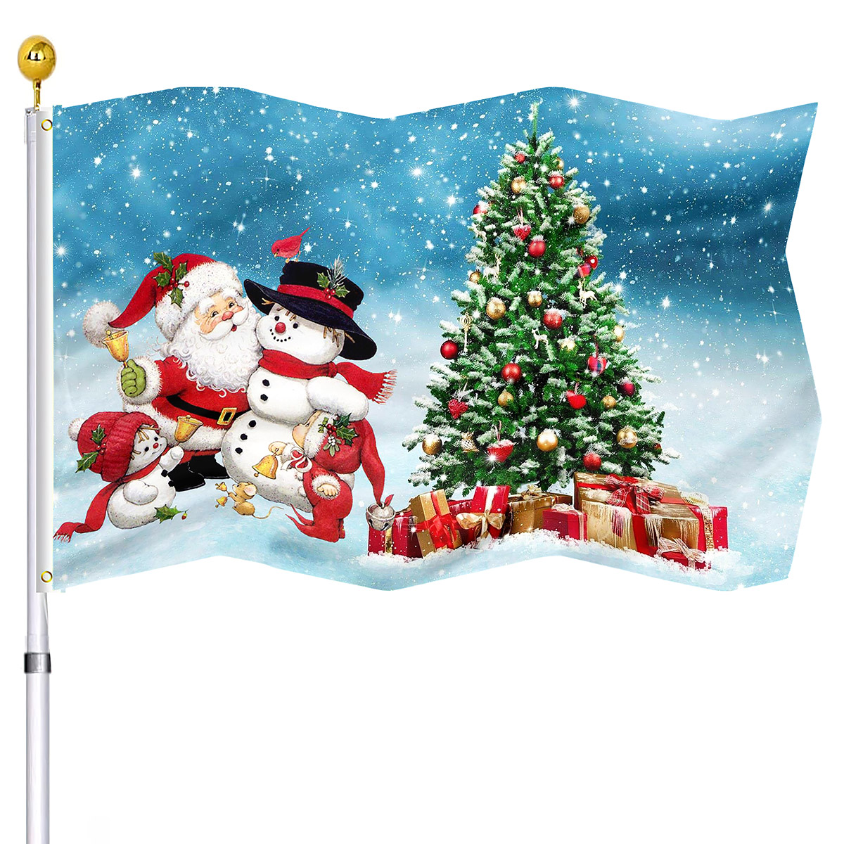 Kids Outdoor Treehouse - Christmas Flag Xmas Tree and Santa