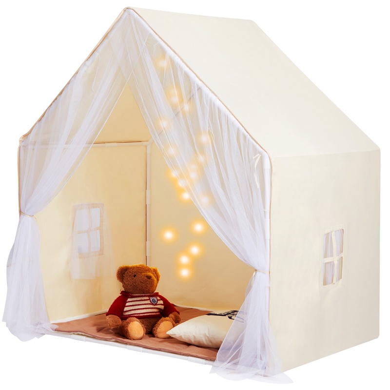 Kids Outdoor Yurt - Beige Kids Play Tent with Mat