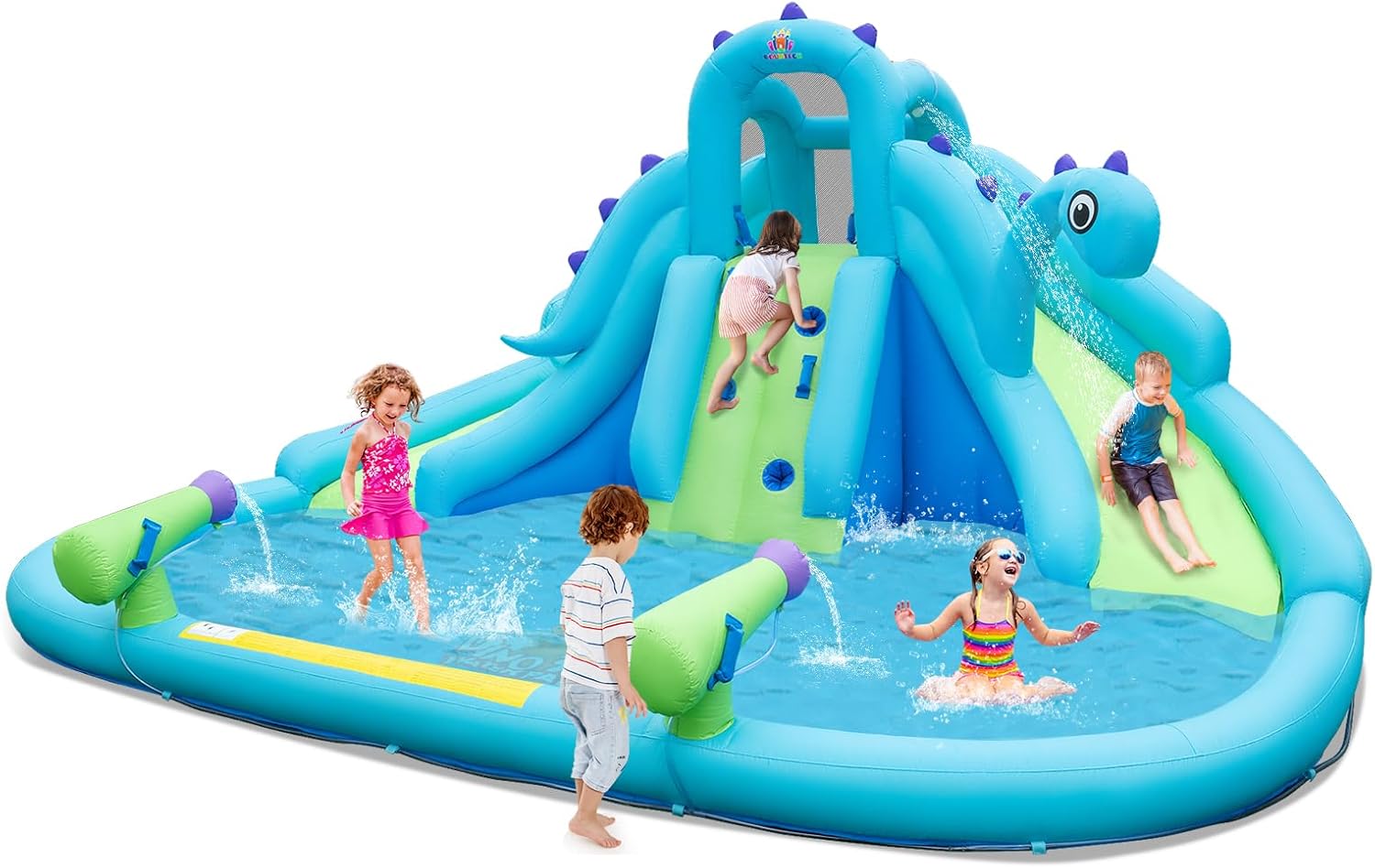 Kids Outdoor Climbing Wall - Inflatable Water Slide, Dinosaur Kids Mega