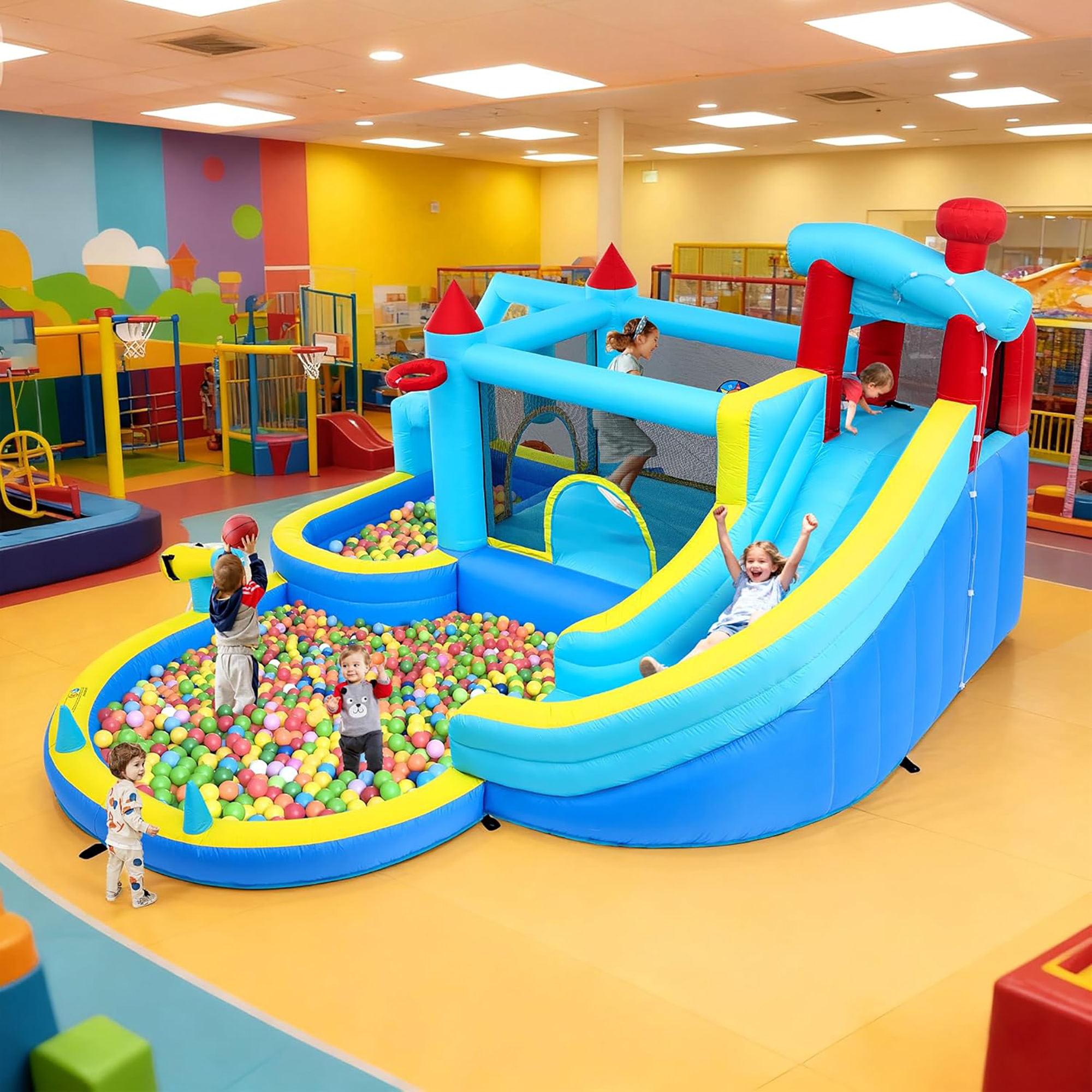 Kids Outdoor Climbing Wall - Inflatable Water Slide Bounce House For