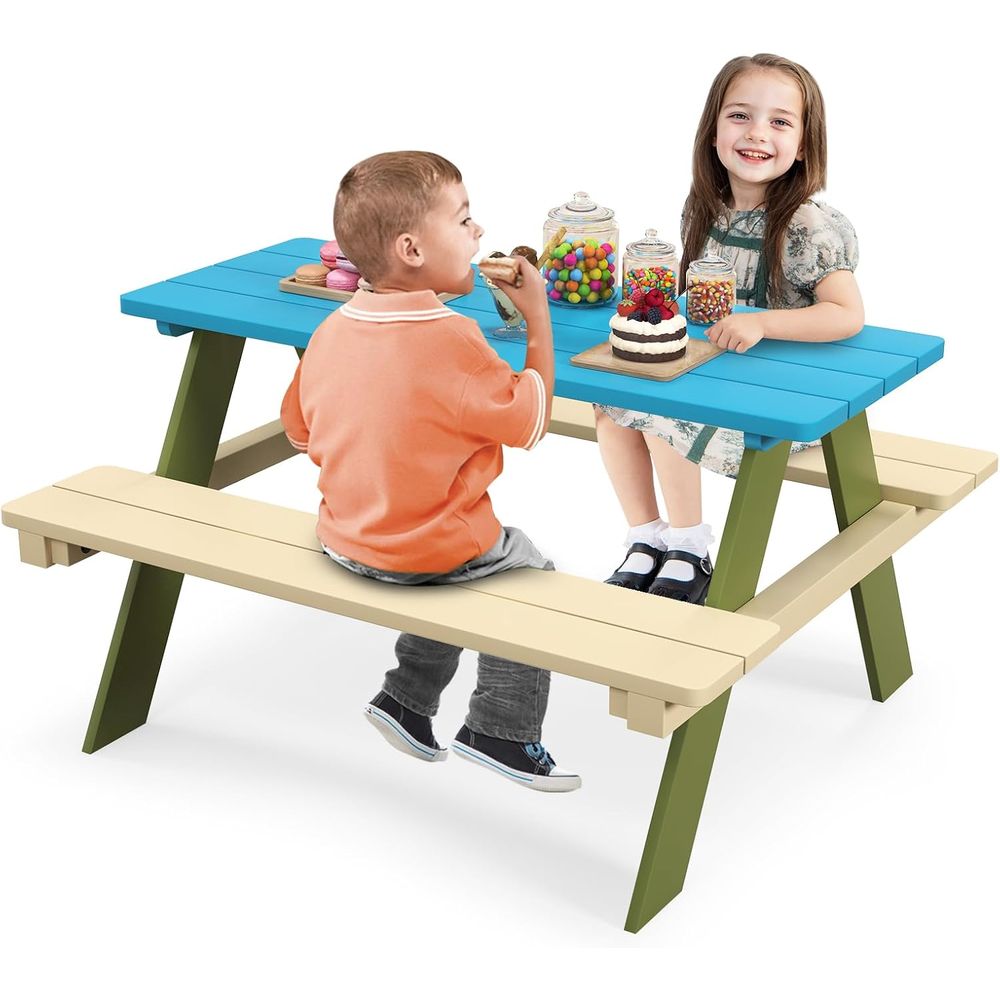 Kids Outdoor Garden Set - Acacia Wood Picnic Table and Benches