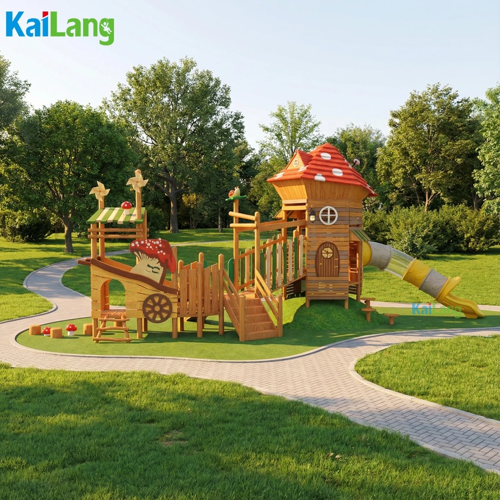 Outdoor Children'S Park - Forest Mushroom House Shape Wooden Amusement
