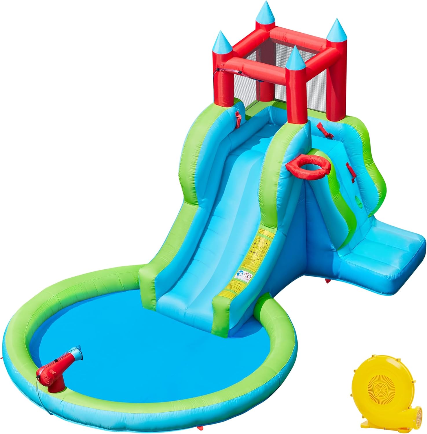 Kids Outdoor Climbing Wall - Inflatable Water Slide, 5-in-1 Outdoor Blow