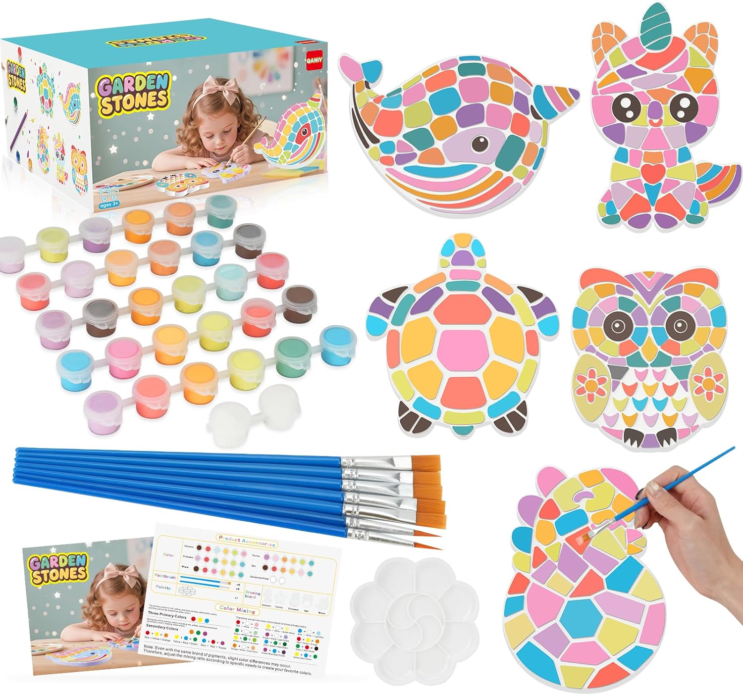 Kids Outdoor Garden Set - 5-Pack Stepping Stones Painting Kit for