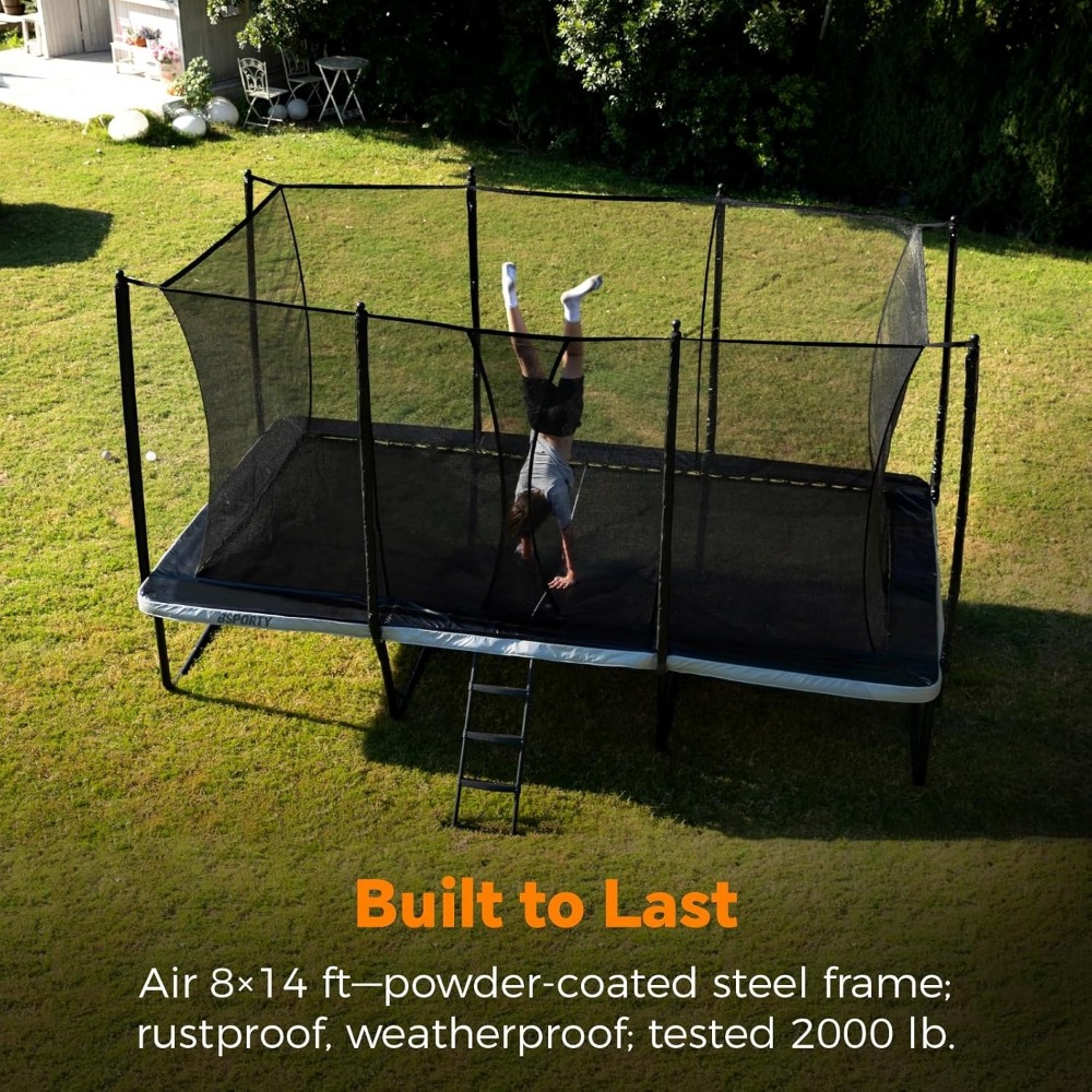 Kids Outdoor Garden Set - Rectangle Trampoline 1800LBS Heavy-Duty Outdoor Gymnastics