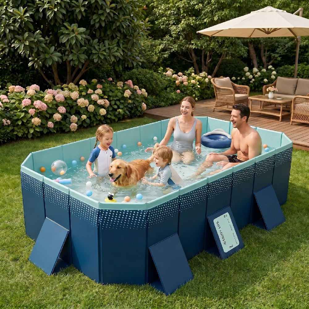 Kids Outdoor Garden Set - 4m/3m Foldable Large Rectangular Family Swimming