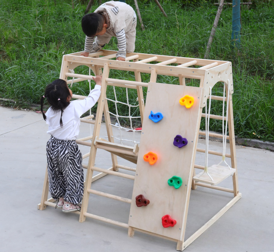 Wooden climbing frame with swi - مراجعة Kids Outdoor Climbing Frame وسعره