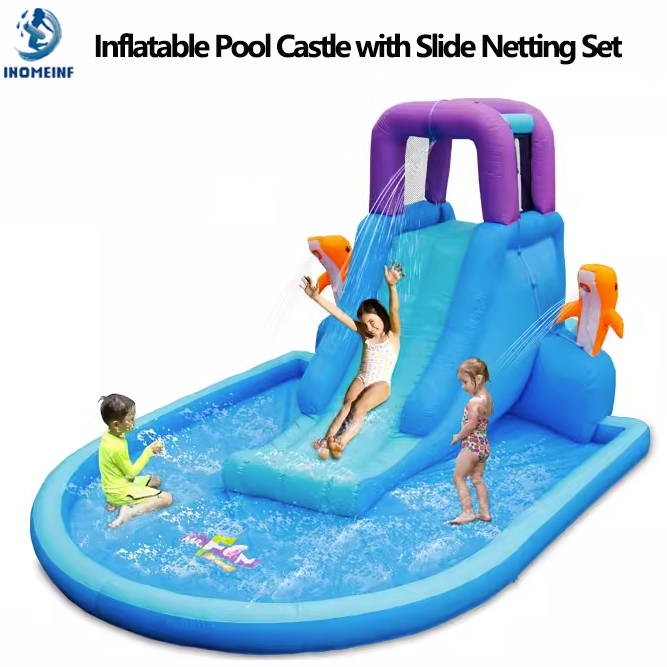 Inflatable Pool Castle with Sl - مراجعة Outdoor Children'S Park وسعره