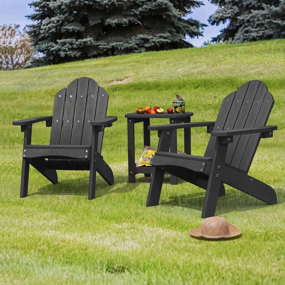 Set of 4 Black Resin Toddler A - مراجعة Kids Outdoor Adirondack Chair وسعره