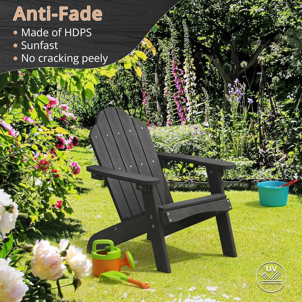 Set of 4 Black Resin Toddler A - مراجعة Kids Outdoor Adirondack Chair وسعره