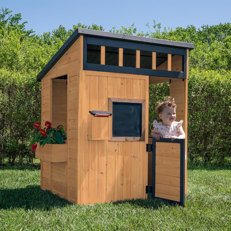 Wooden Kids Playhouse with Pla - مراجعة Kids Outdoor Chalkboard وسعره