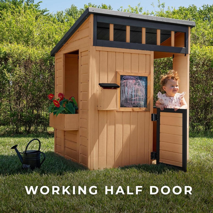 Wooden Kids Playhouse with Pla - مراجعة Kids Outdoor Chalkboard وسعره