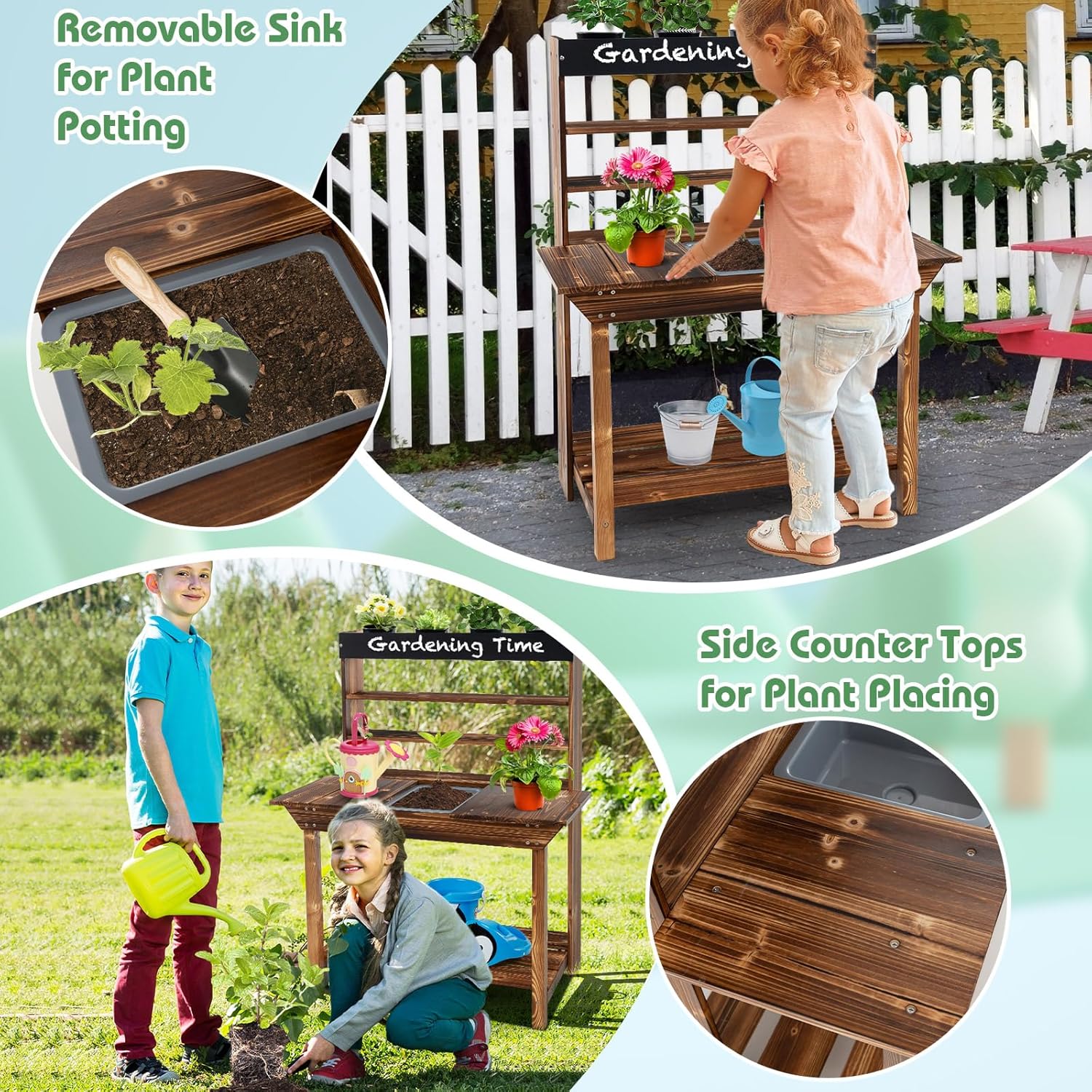 Mud Kitchen, Fir Wood Kids Pot - مراجعة Kids Outdoor Chalkboard وسعره