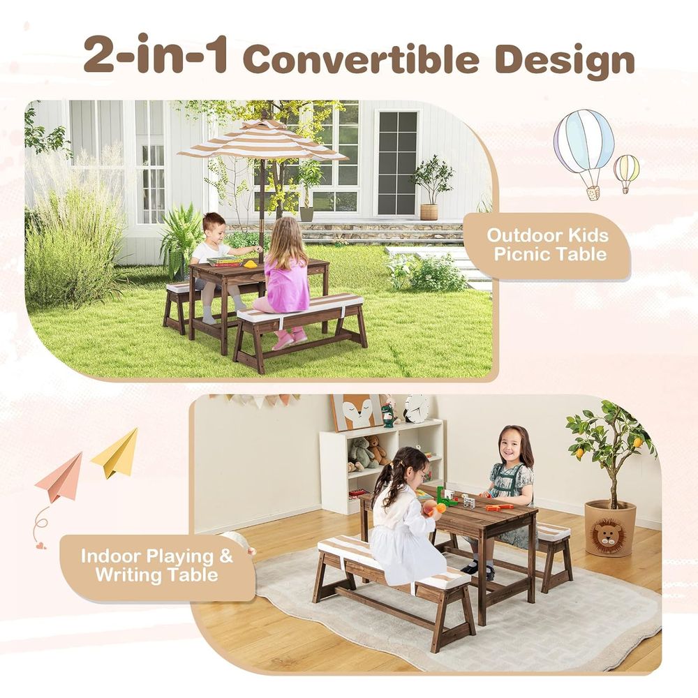 Kids Picnic Table, Outdoor Woo - مراجعة Kids Outdoor Umbrella وسعره