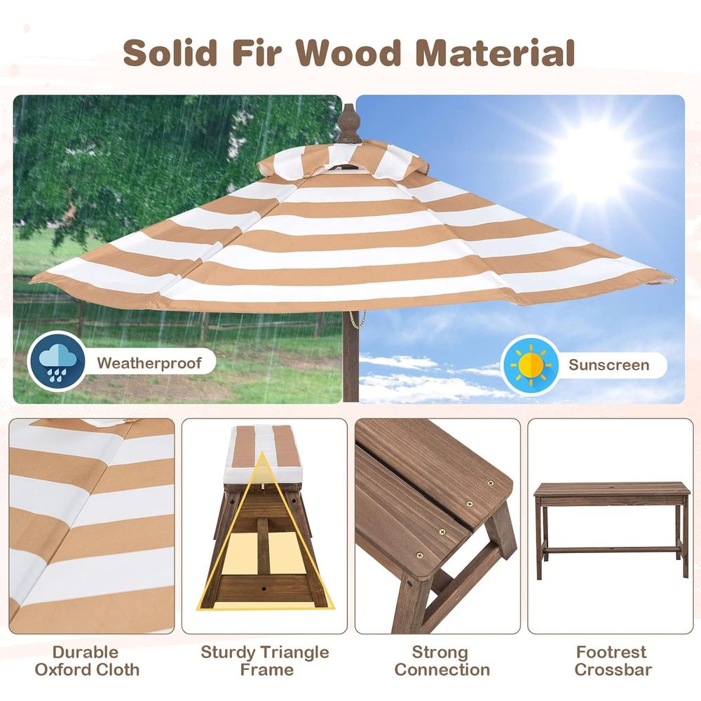 Kids Picnic Table, Outdoor Woo - مراجعة Kids Outdoor Umbrella وسعره