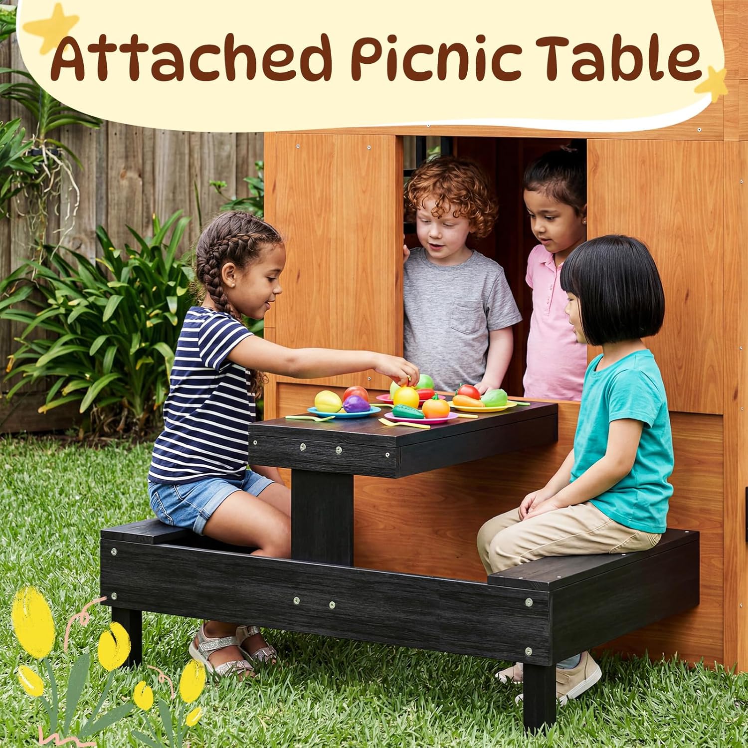 Fir Wooden Kids Playhouse with - مراجعة Kids Outdoor Chalkboard وسعره