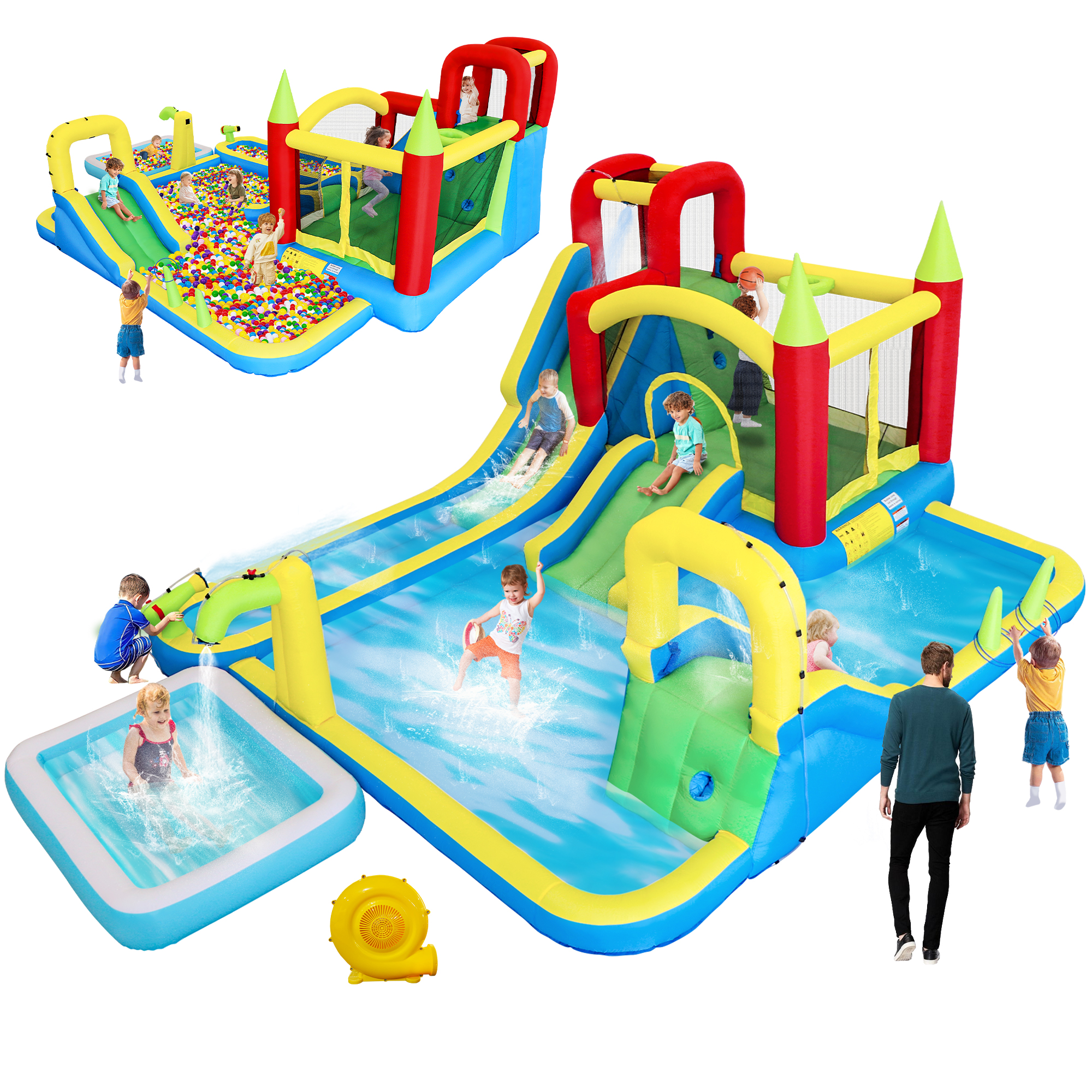 11-in-1 Inflatable Water Slide - مراجعة Kids Outdoor Climbing Wall وسعره