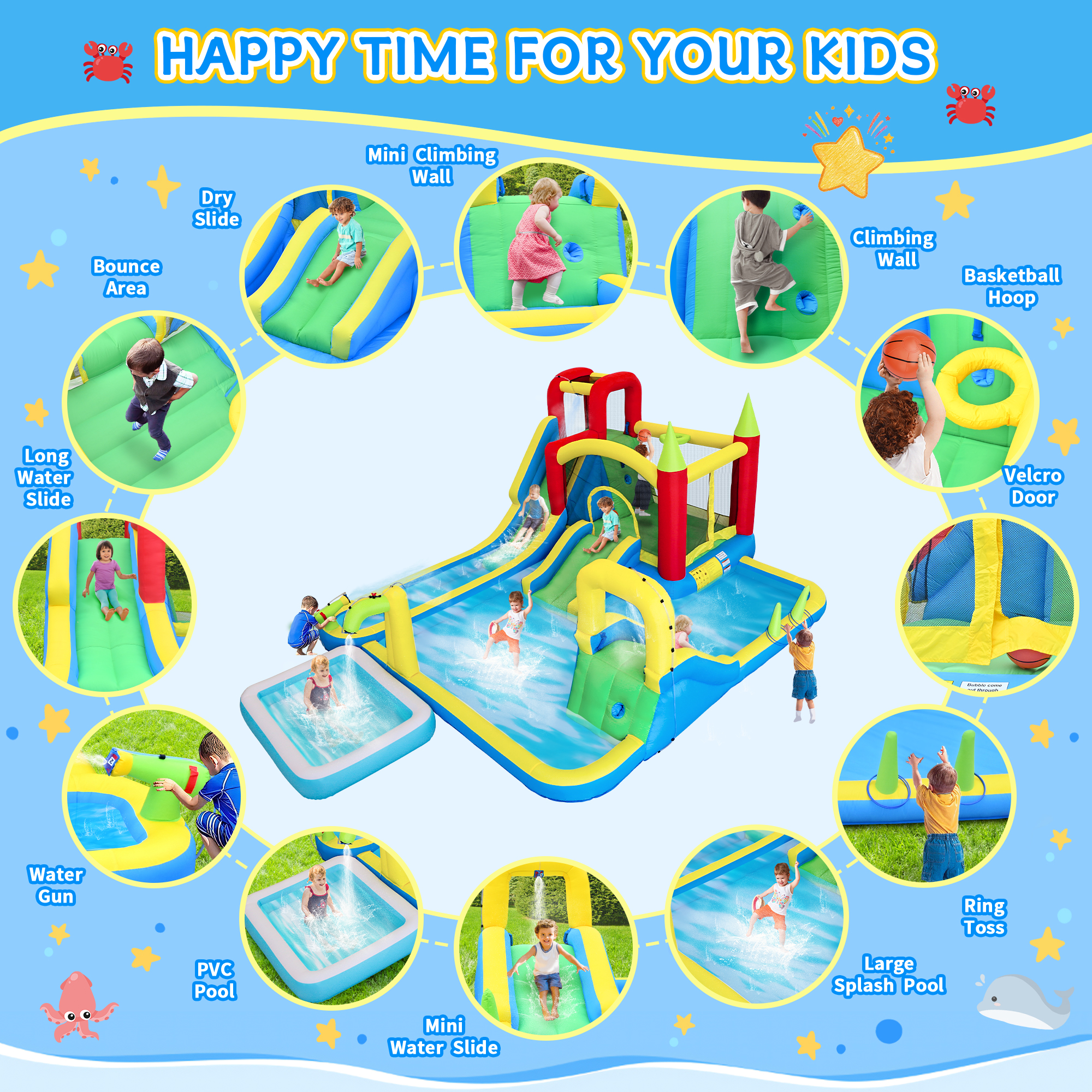 11-in-1 Inflatable Water Slide - مراجعة Kids Outdoor Climbing Wall وسعره