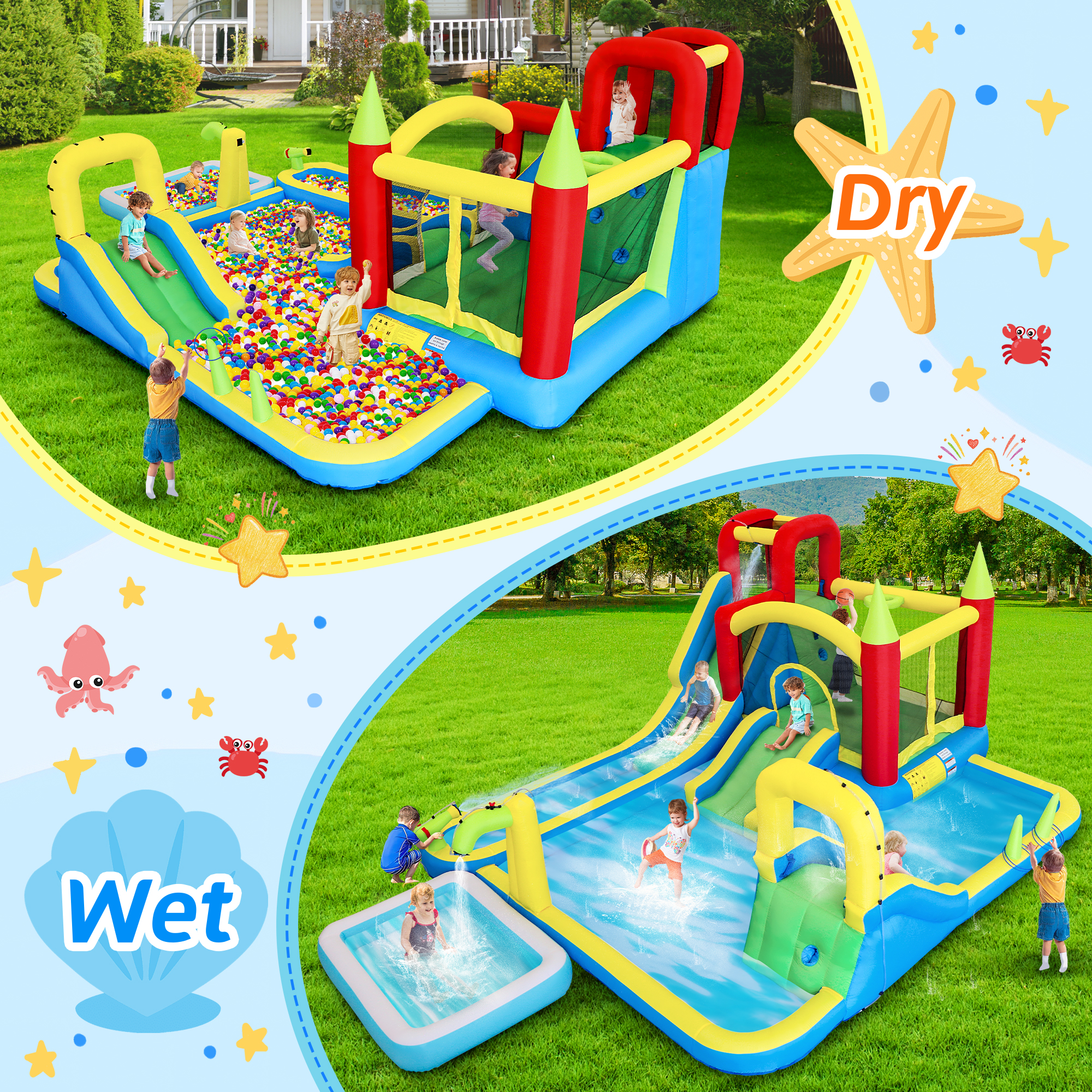 11-in-1 Inflatable Water Slide - مراجعة Kids Outdoor Climbing Wall وسعره