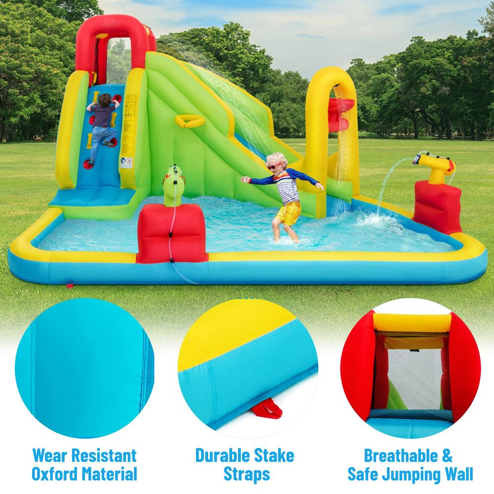 JOY Inflatable Water Slide, 7i - مراجعة Kids Outdoor Climbing Wall وسعره
