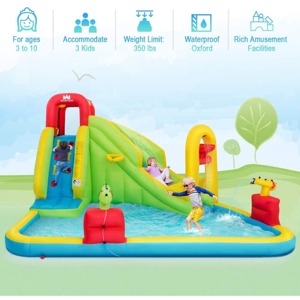 JOY Inflatable Water Slide, 7i - مراجعة Kids Outdoor Climbing Wall وسعره