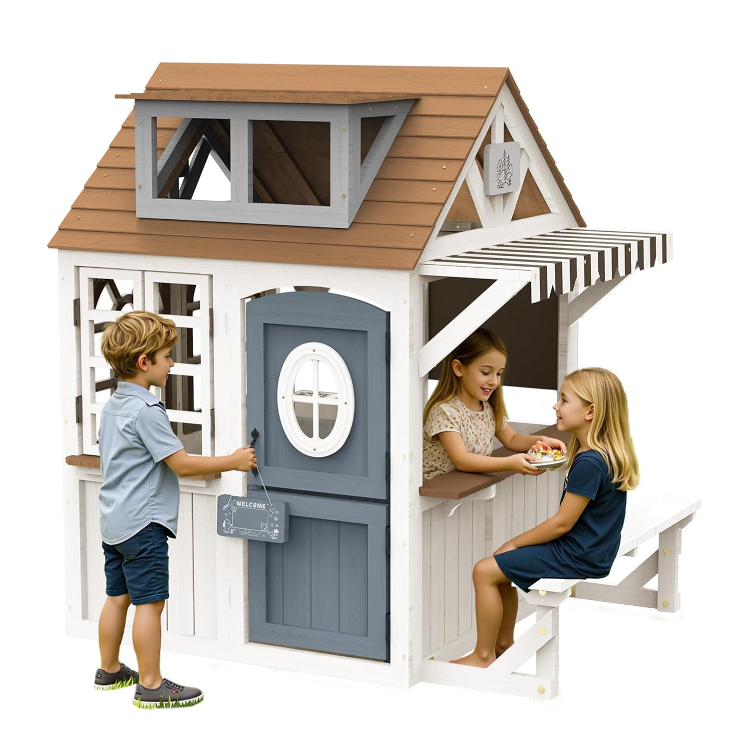 Kids Wooden Outdoor Playhouse  - مراجعة Kids Outdoor Chalkboard وسعره