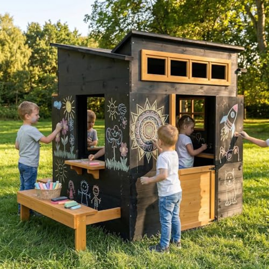 Outdoor playhouse for kids age - مراجعة Kids Outdoor Chalkboard وسعره