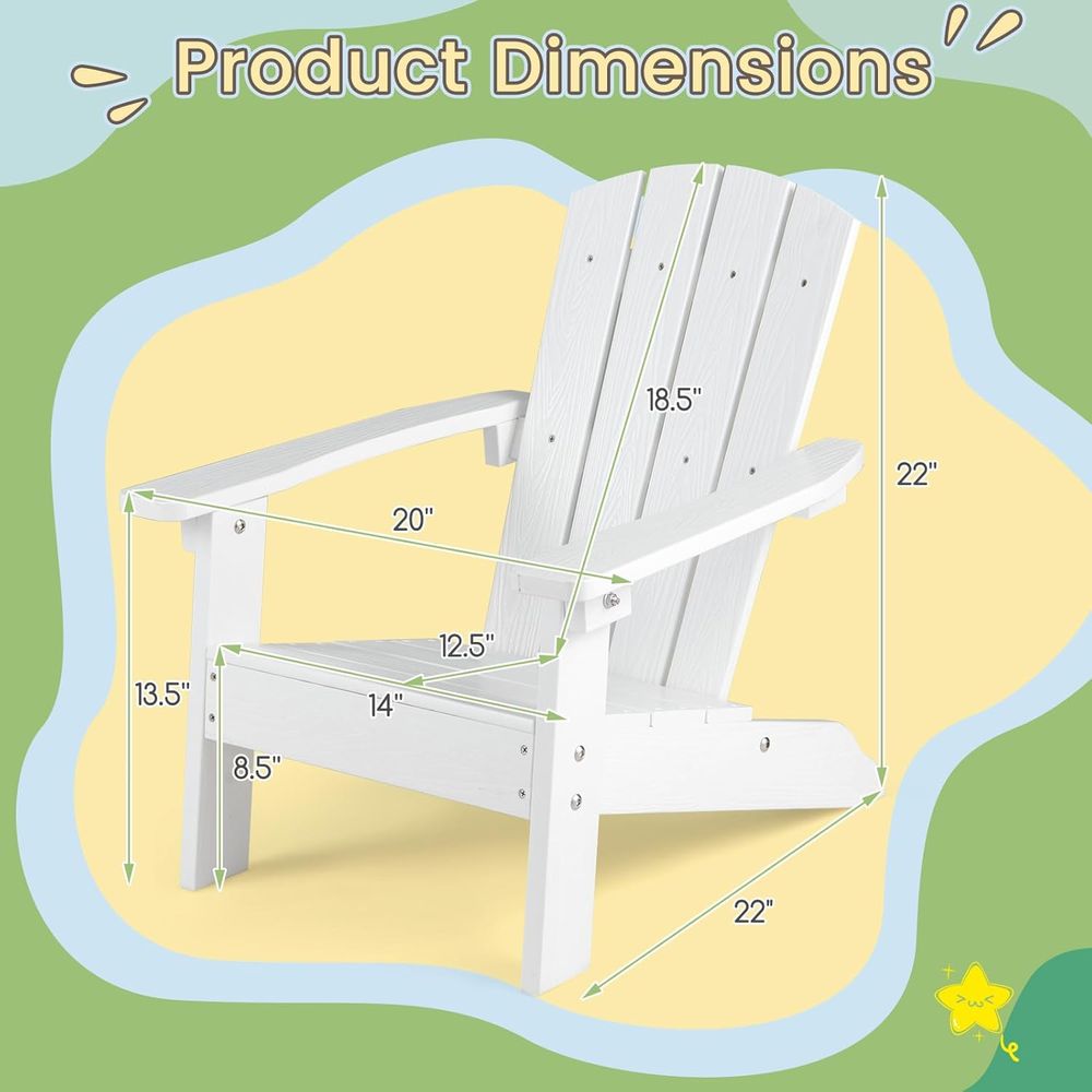 Kids Adirondack Chair, All-Wea - مراجعة Kids Outdoor Adirondack Chair وسعره