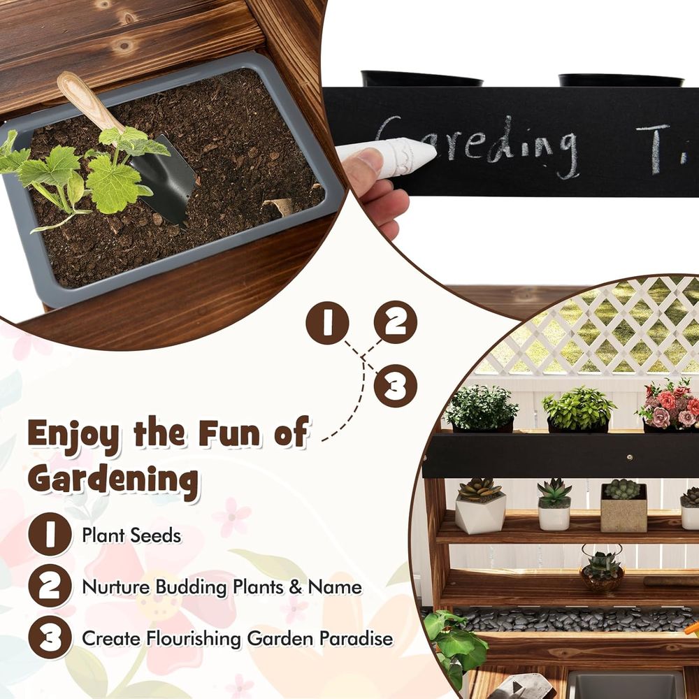 Wooden Kids Gardening Bench wi - مراجعة Kids Outdoor Chalkboard وسعره