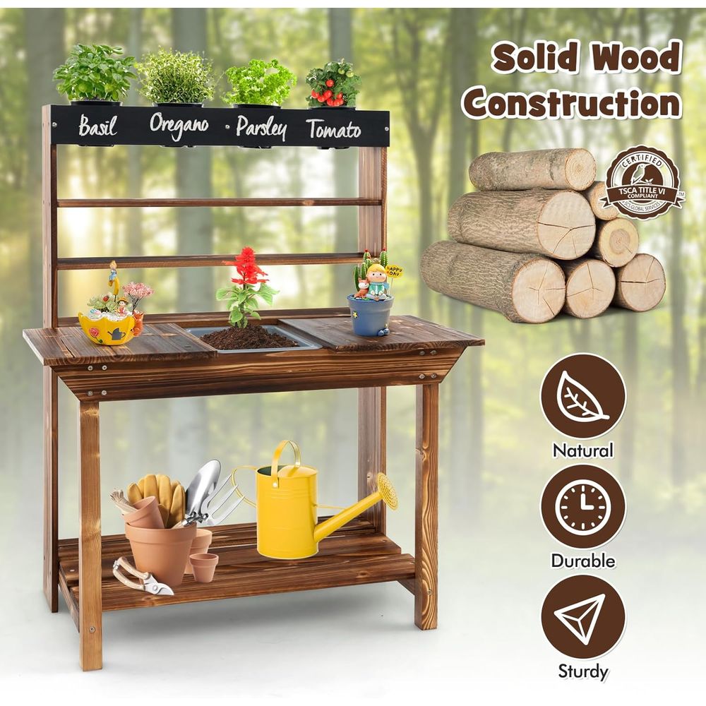 Wooden Kids Gardening Bench wi - مراجعة Kids Outdoor Chalkboard وسعره