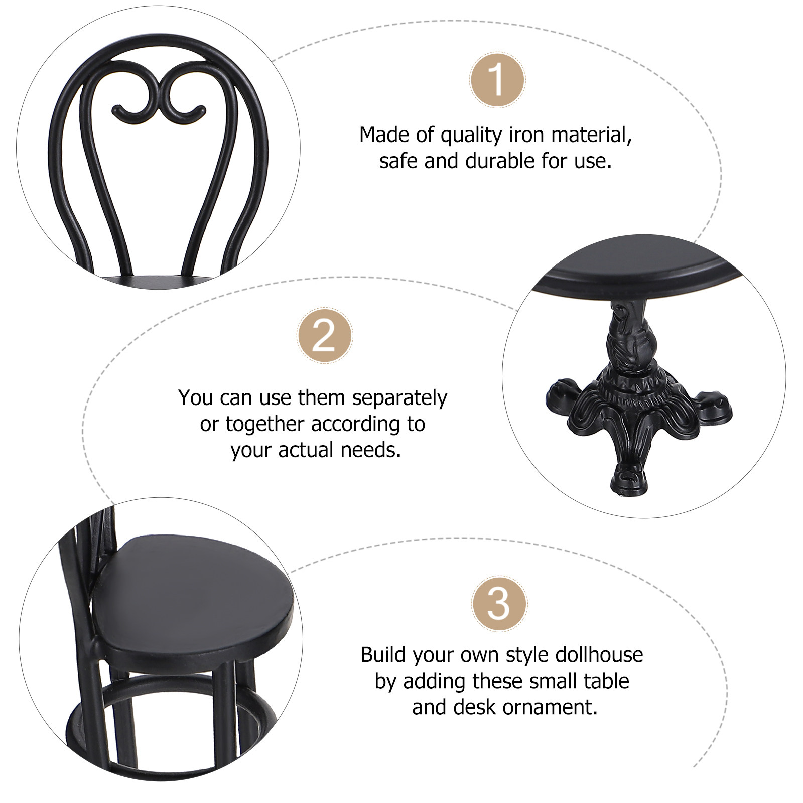 3Pcs Miniature Table Chair Set - مراجعة Kids Outdoor Fairy Garden وسعره