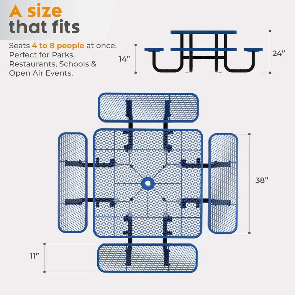 Blue 38 Square Picnic Table wi - مراجعة Kids Outdoor Umbrella وسعره