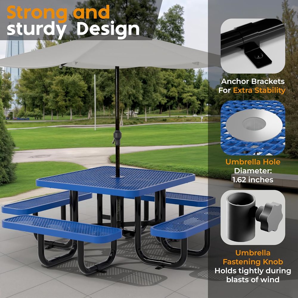 Blue 38 Square Picnic Table wi - مراجعة Kids Outdoor Umbrella وسعره