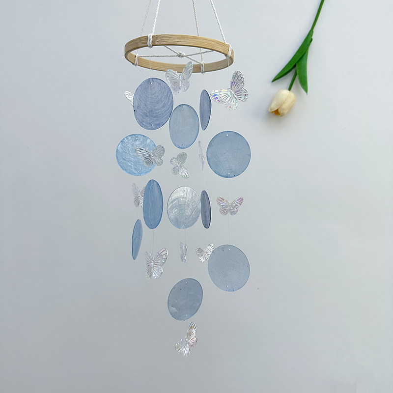 Butterfly Seashell Wind Chimes - مراجعة Kids Outdoor Fairy Garden وسعره