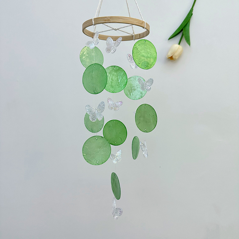 Butterfly Seashell Wind Chimes - مراجعة Kids Outdoor Fairy Garden وسعره