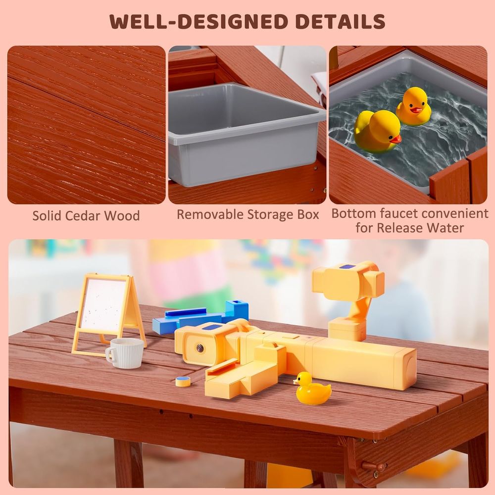 Outdoor Wooden Kids Picnic Tab - مراجعة Kids Outdoor Umbrella وسعره