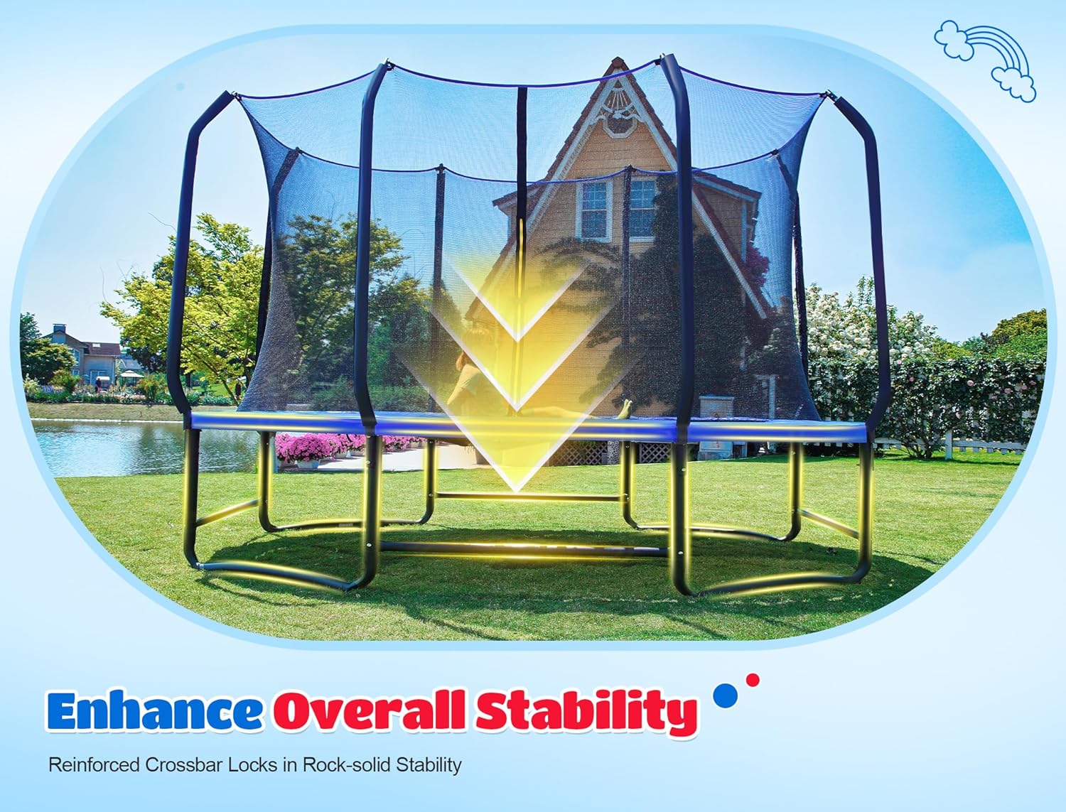 Oval Outdoor Trampoline with S - مراجعة Kids Outdoor Net وسعره