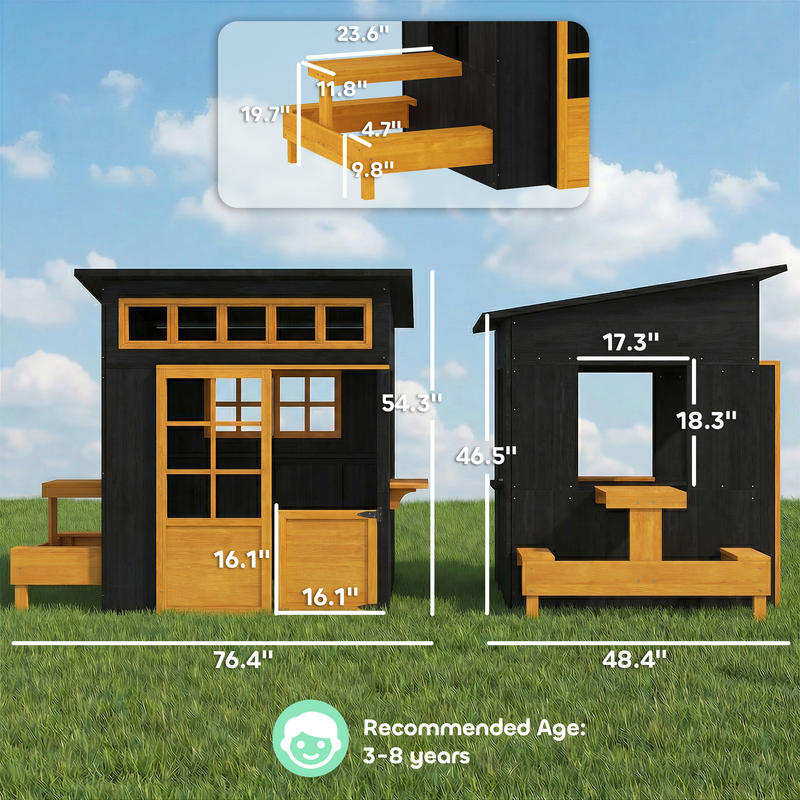 Qaba Outdoor Playhouse, Wooden - مراجعة Kids Outdoor Chalkboard وسعره