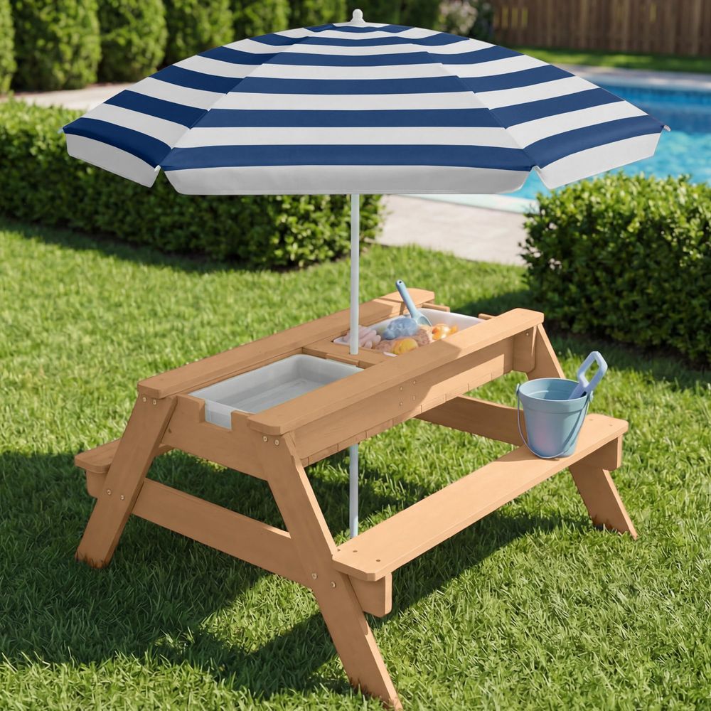 Kids Picnic Table with Umbrell - مراجعة Kids Outdoor Umbrella وسعره