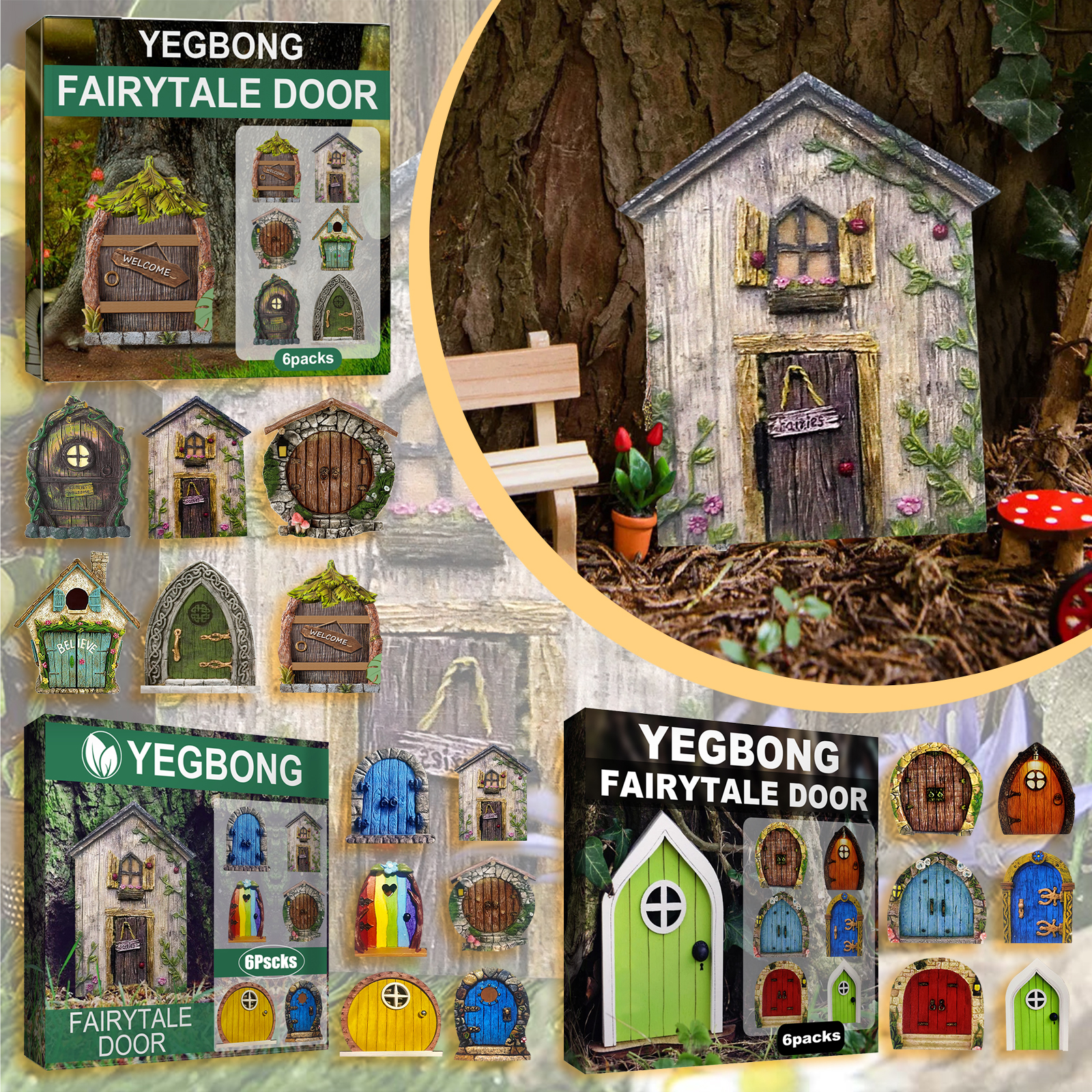 Miniature Fairy Doors for Tree - مراجعة Kids Outdoor Fairy Garden وسعره