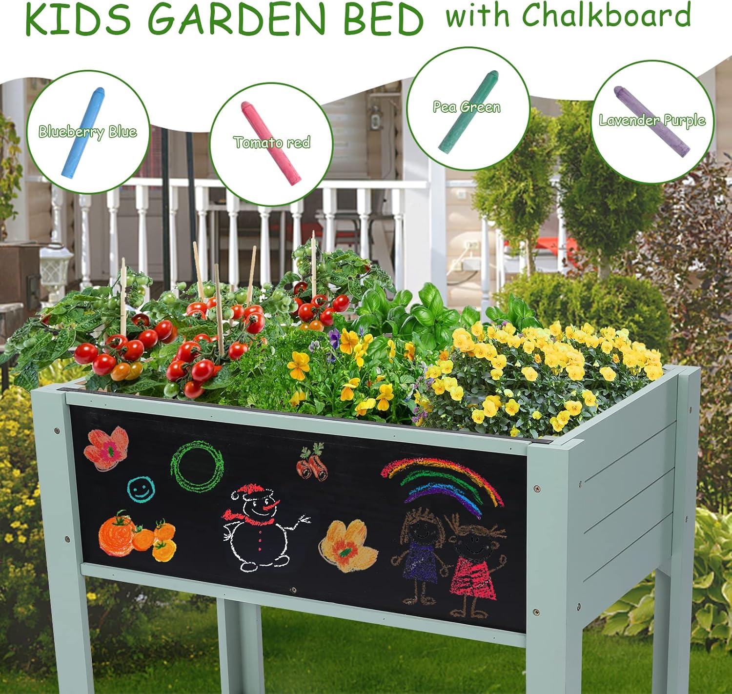 Raised Garden Bed-Planters for - مراجعة Kids Outdoor Chalkboard وسعره
