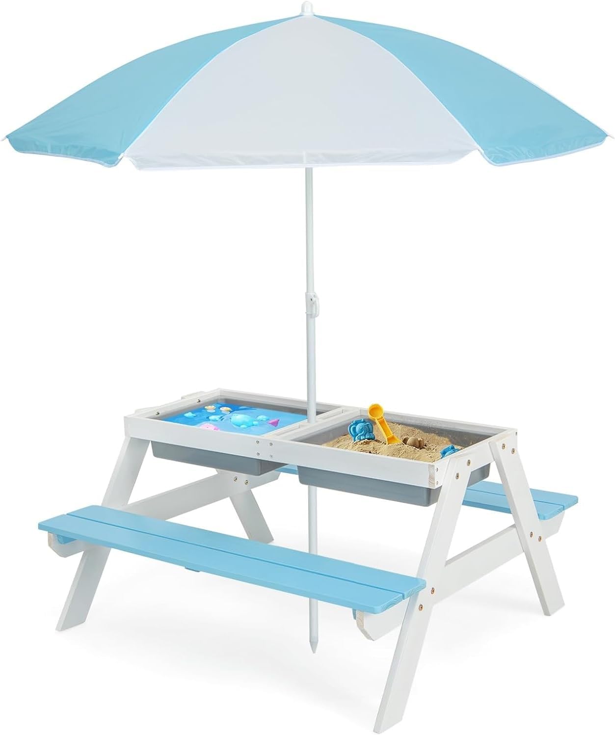 Kids Picnic Table, 4 in 1 Outd - مراجعة Kids Outdoor Umbrella وسعره