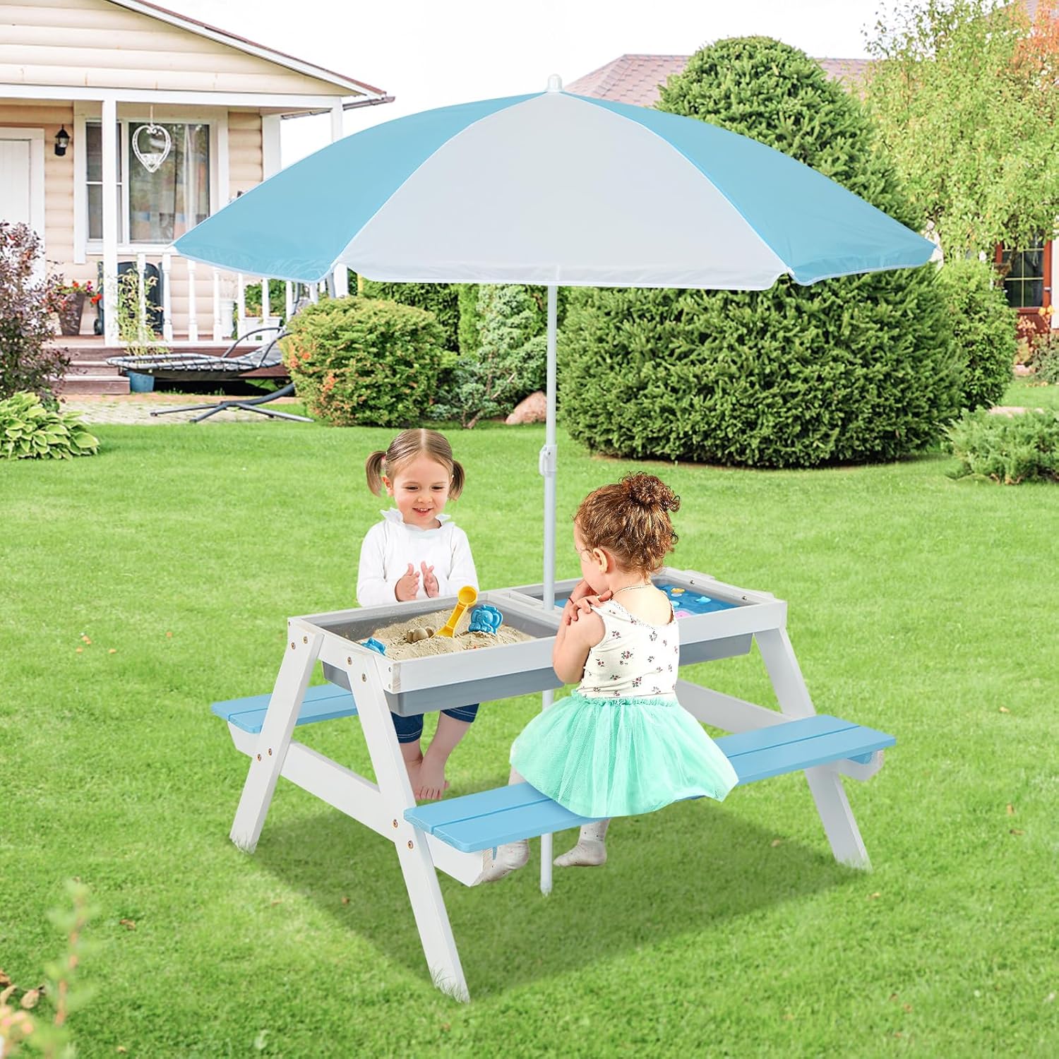 Kids Picnic Table, 4 in 1 Outd - مراجعة Kids Outdoor Umbrella وسعره